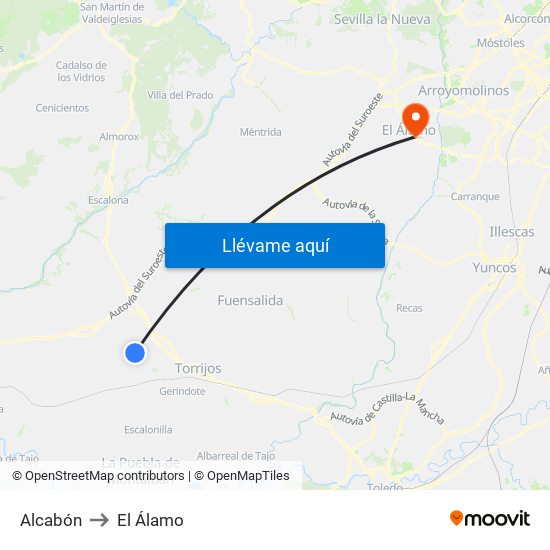 Alcabón to El Álamo map