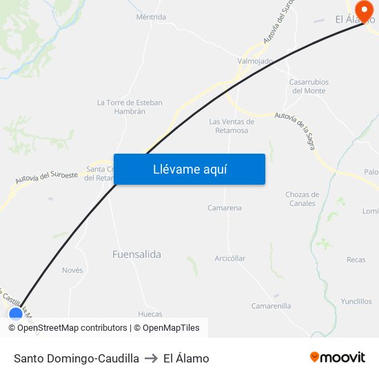 Santo Domingo-Caudilla to El Álamo map