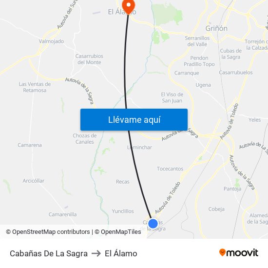 Cabañas De La Sagra to El Álamo map