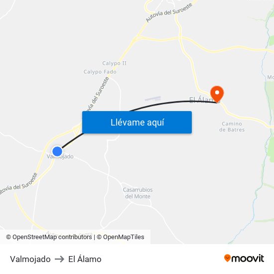 Valmojado to El Álamo map
