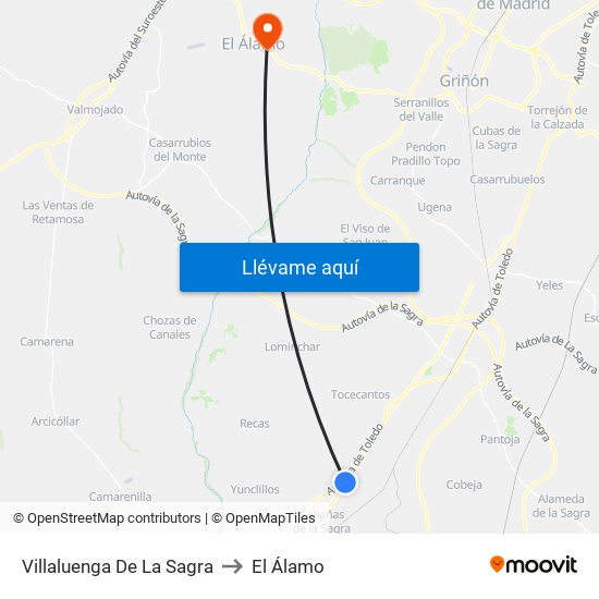 Villaluenga De La Sagra to El Álamo map
