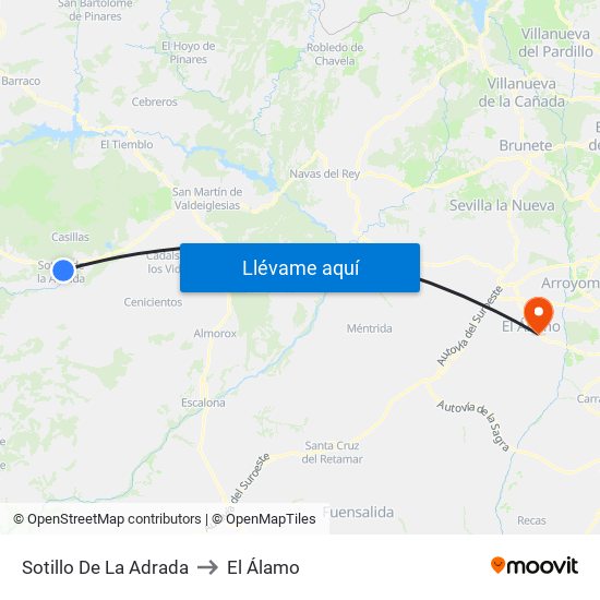 Sotillo De La Adrada to El Álamo map