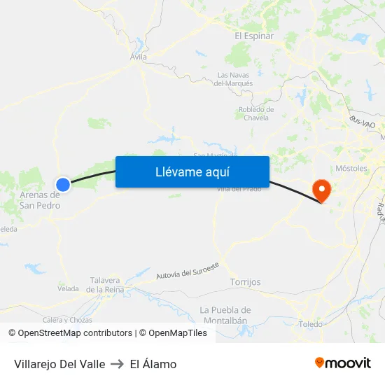 Villarejo Del Valle to El Álamo map