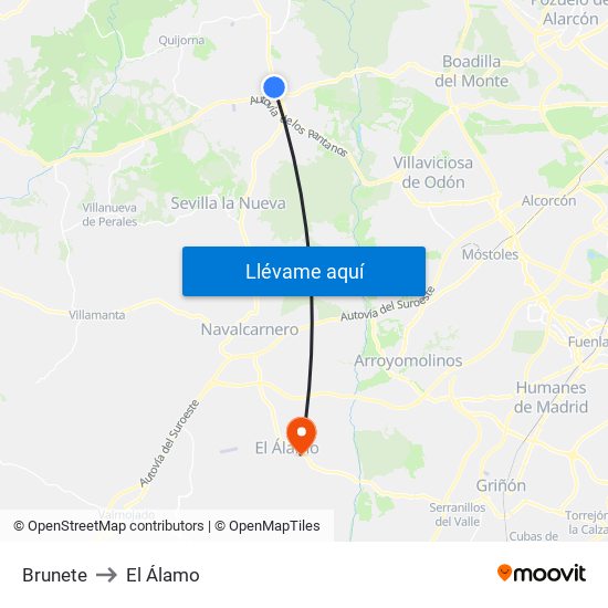 Brunete to El Álamo map