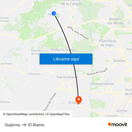 Quijorna to El Álamo map