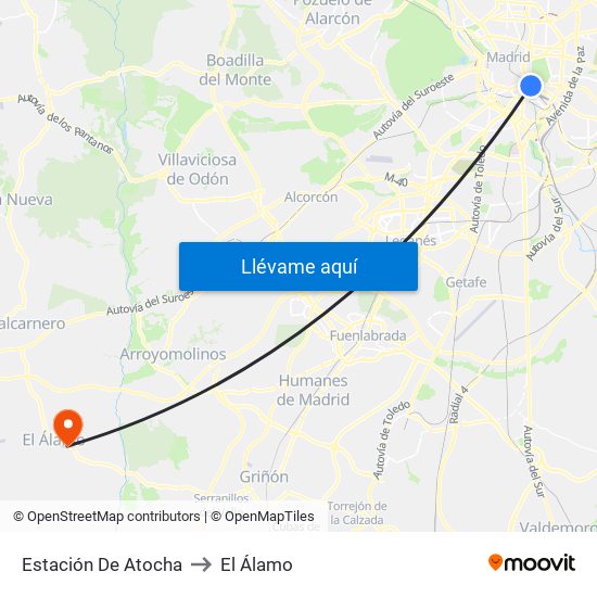 Estación De Atocha to El Álamo map