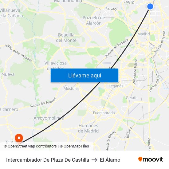Intercambiador De Plaza De Castilla to El Álamo map