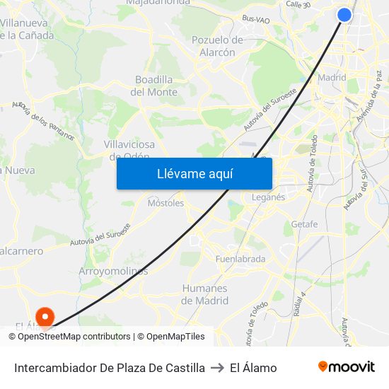 Intercambiador De Plaza De Castilla to El Álamo map