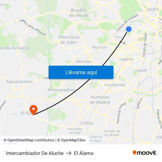 Intercambiador De Aluche to El Álamo map