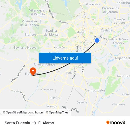 Santa Eugenia to El Álamo map