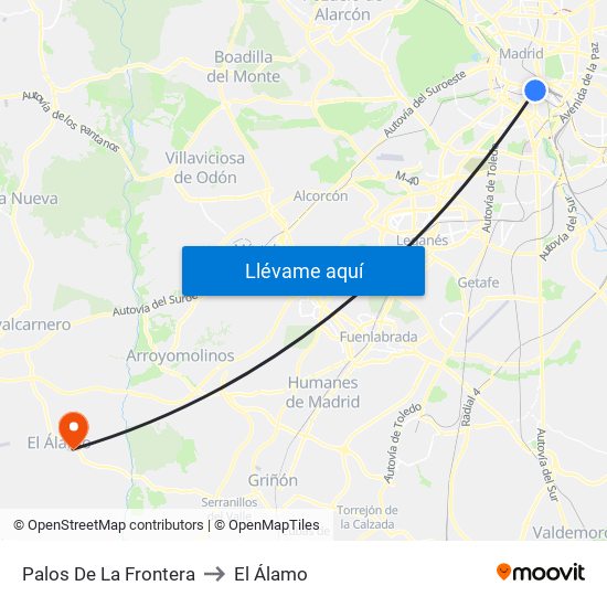 Palos De La Frontera to El Álamo map