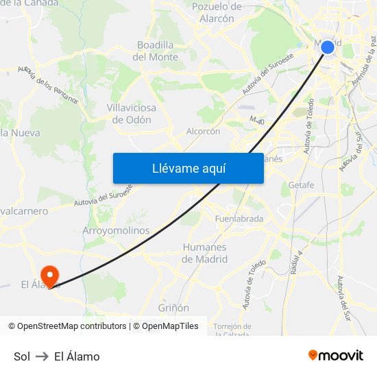 Sol to El Álamo map