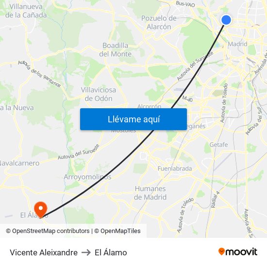 Vicente Aleixandre to El Álamo map