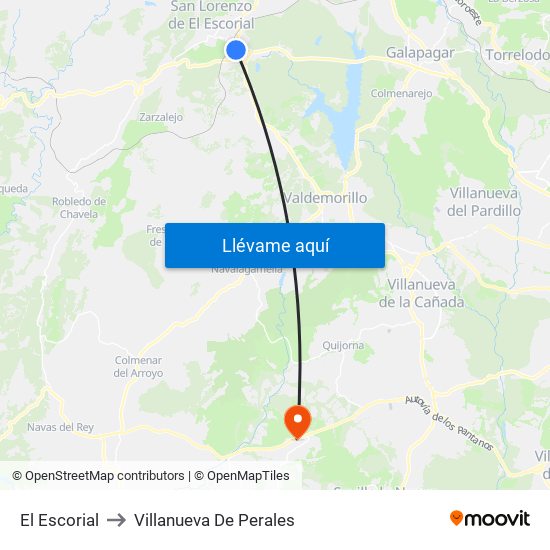 El Escorial to Villanueva De Perales map