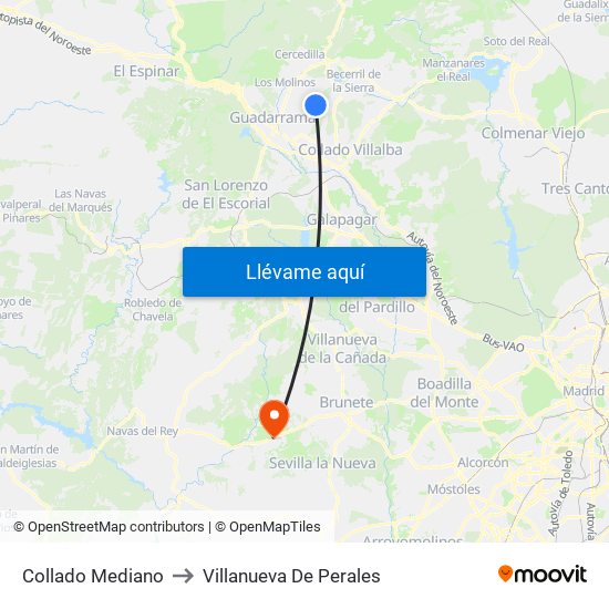 Collado Mediano to Villanueva De Perales map