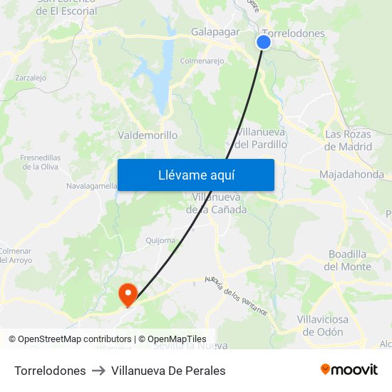 Torrelodones to Villanueva De Perales map