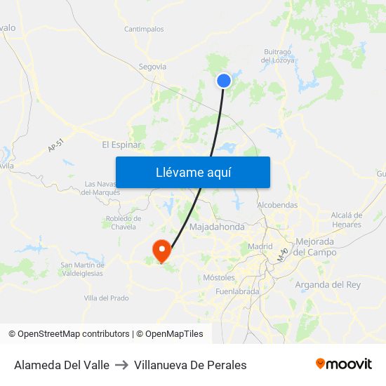 Alameda Del Valle to Villanueva De Perales map