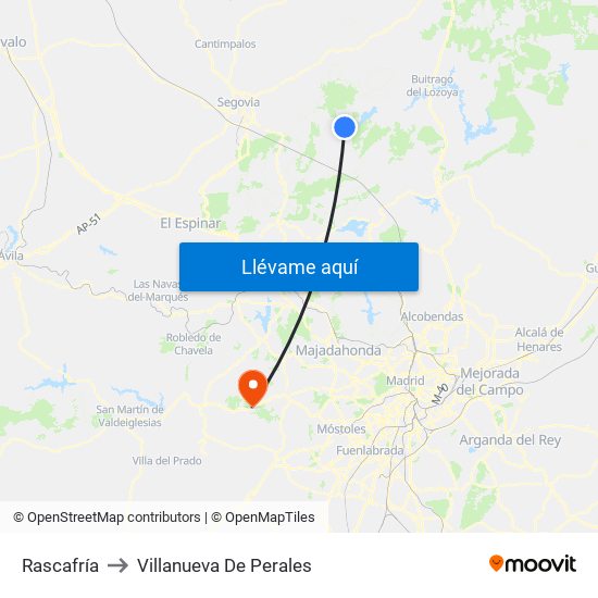 Rascafría to Villanueva De Perales map