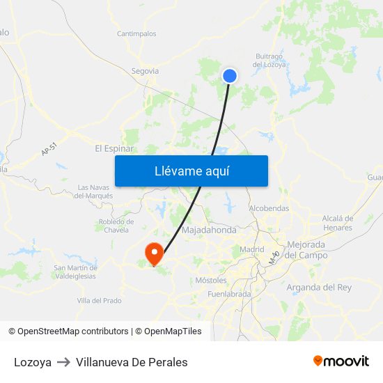 Lozoya to Villanueva De Perales map