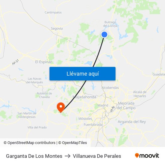 Garganta De Los Montes to Villanueva De Perales map