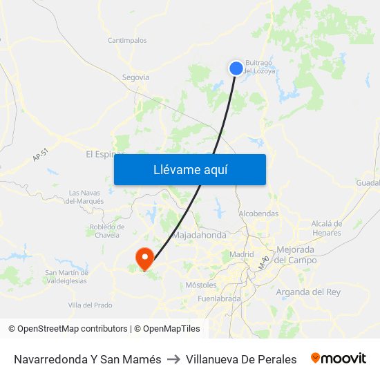 Navarredonda Y San Mamés to Villanueva De Perales map