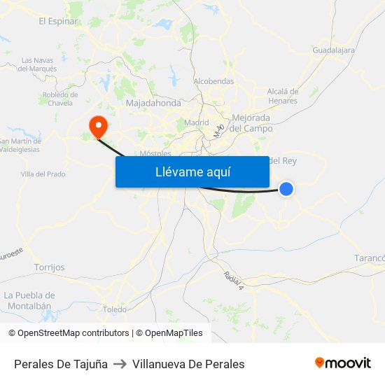 Perales De Tajuña to Villanueva De Perales map