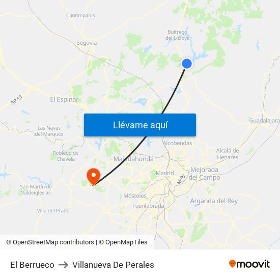 El Berrueco to Villanueva De Perales map