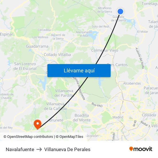 Navalafuente to Villanueva De Perales map
