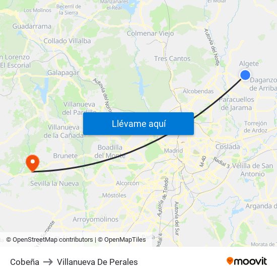 Cobeña to Villanueva De Perales map