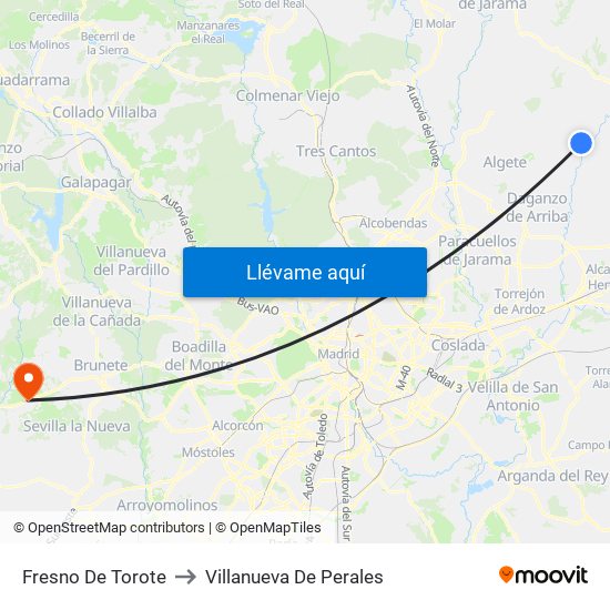 Fresno De Torote to Villanueva De Perales map