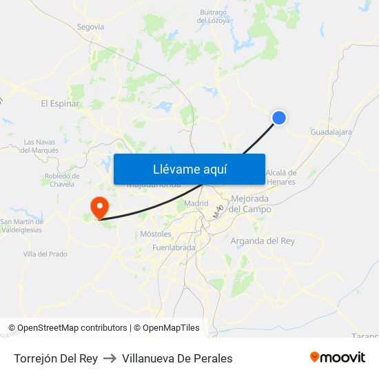 Torrejón Del Rey to Villanueva De Perales map