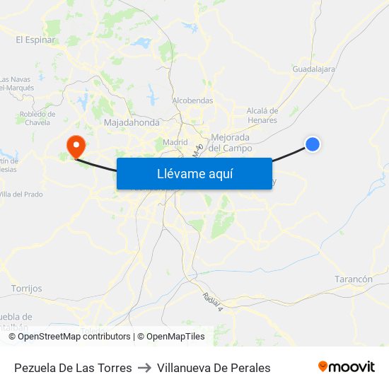 Pezuela De Las Torres to Villanueva De Perales map