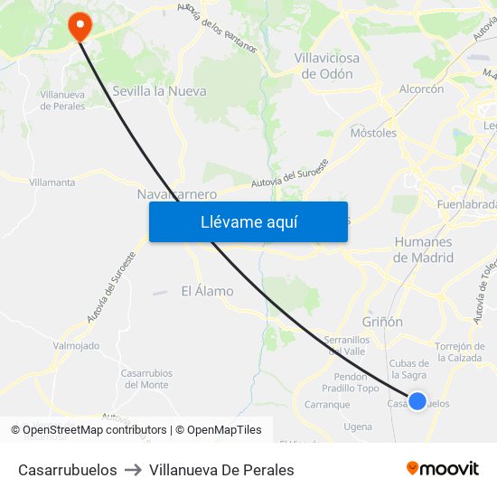 Casarrubuelos to Villanueva De Perales map