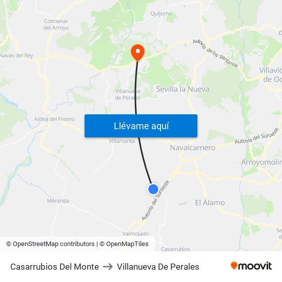 Casarrubios Del Monte to Villanueva De Perales map