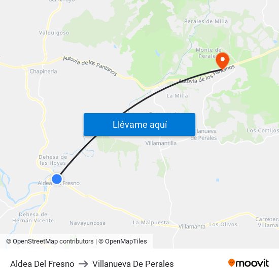 Aldea Del Fresno to Villanueva De Perales map