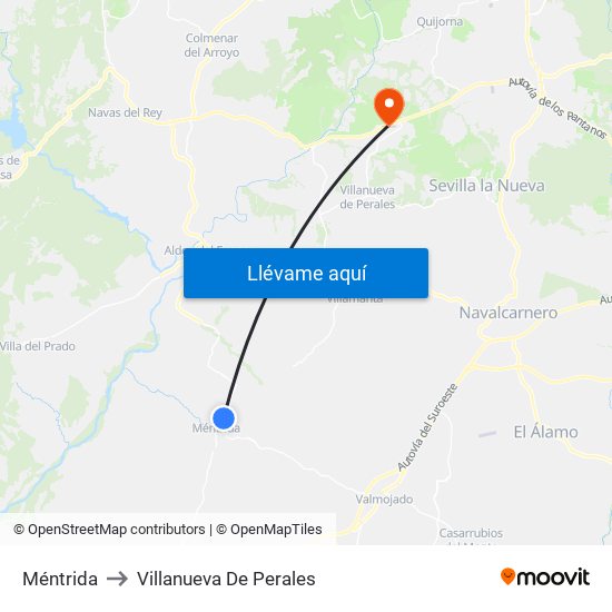 Méntrida to Villanueva De Perales map
