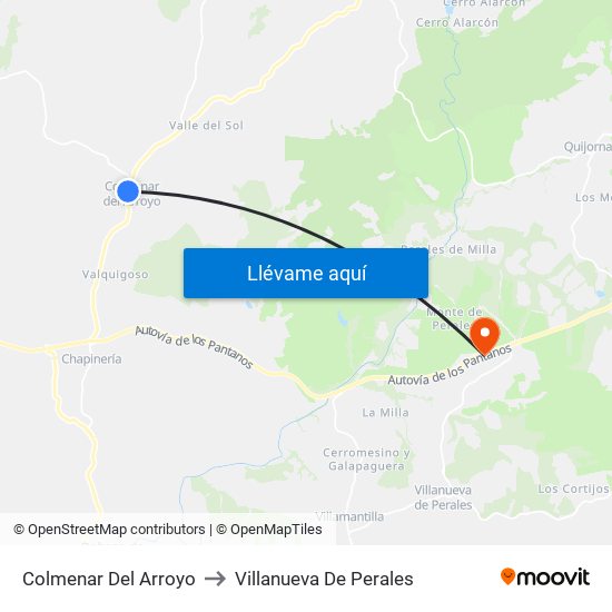 Colmenar Del Arroyo to Villanueva De Perales map