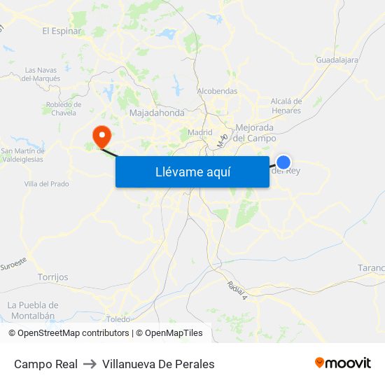 Campo Real to Villanueva De Perales map