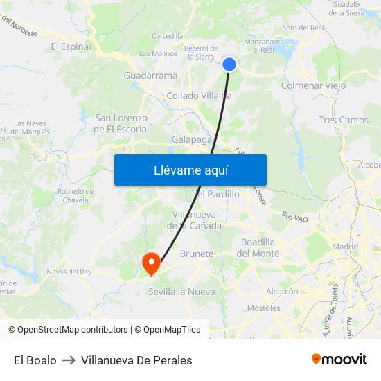 El Boalo to Villanueva De Perales map