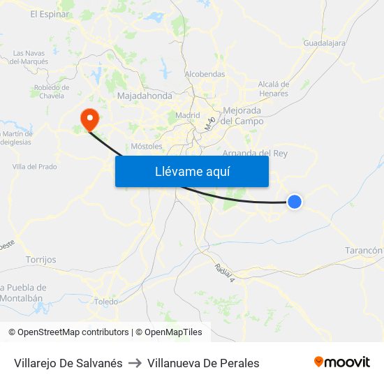 Villarejo De Salvanés to Villanueva De Perales map