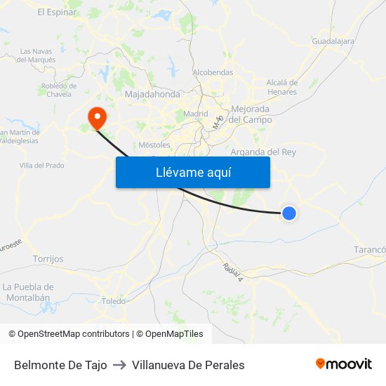 Belmonte De Tajo to Villanueva De Perales map