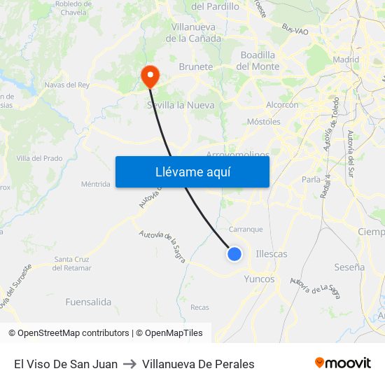 El Viso De San Juan to Villanueva De Perales map