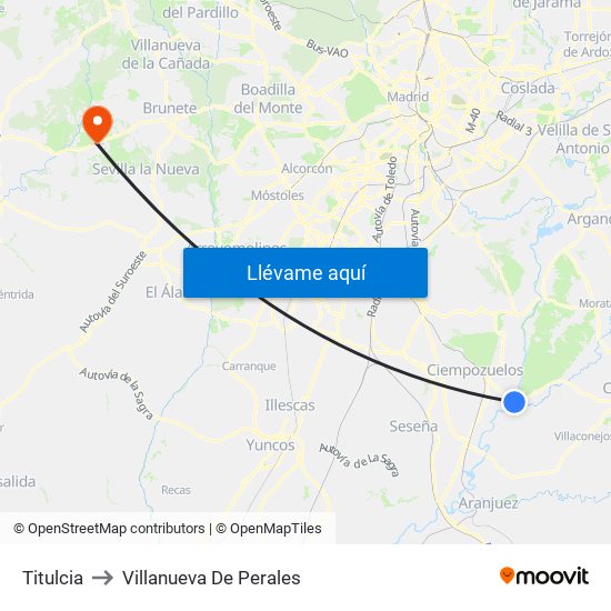 Titulcia to Villanueva De Perales map
