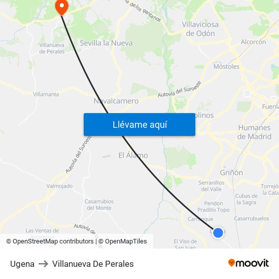 Ugena to Villanueva De Perales map