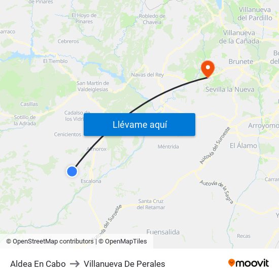 Aldea En Cabo to Villanueva De Perales map