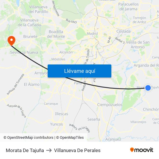 Morata De Tajuña to Villanueva De Perales map