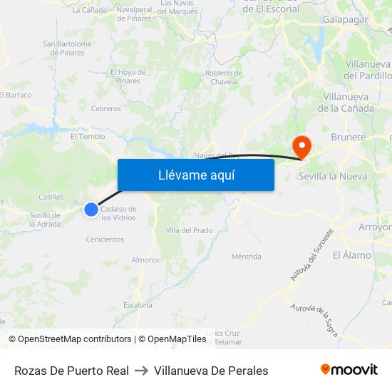 Rozas De Puerto Real to Villanueva De Perales map