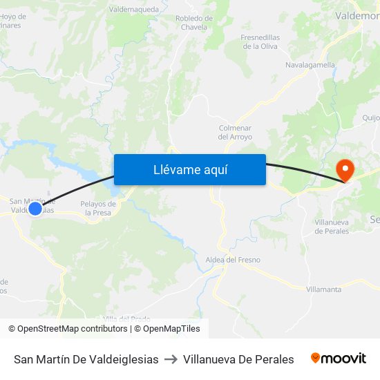 San Martín De Valdeiglesias to Villanueva De Perales map