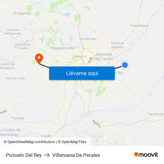 Pozuelo Del Rey to Villanueva De Perales map