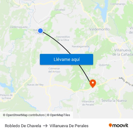 Robledo De Chavela to Villanueva De Perales map
